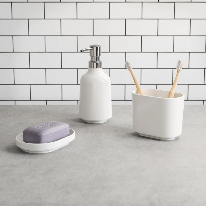 Umbra Step 13 oz (384 ml) Liquid Soap Pump Dispenser, Also Works with Hand Sanitizer, Easy to Refill, White - Image 5